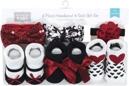 Hudson Baby Girl's Headband and Socks Giftset