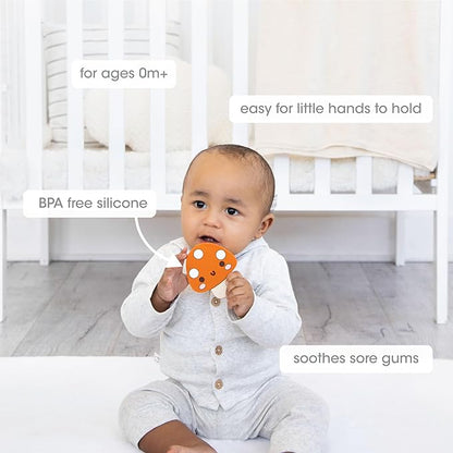 Pearhead Mushroom Silicone Baby Teether, Teething Toy for Babies 0+ Months