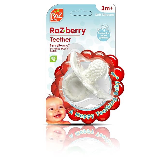 RaZbaby RaZberry Silicone Baby Teether Toy - Berrybumps Soothe Babies Sore Gums