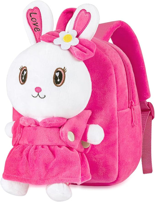 HONGTEYA Toddler Backpack Soft Plush Backpack with Stuffed Bunny Toy 1 2 3 4