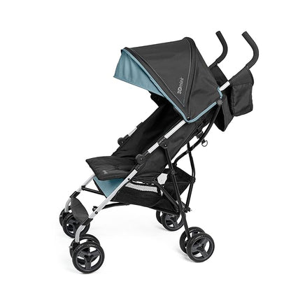Summer by Ingenuity 3D Mini Convenience Stroller – Lightweight Stroller with Compact Fold, Multi-Position Recline, Canopy with Pop Out Sun Visor – Umbrella Stroller for Travel and More, Slate Grey