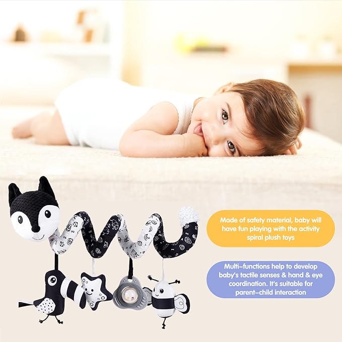 Infant Baby Black Fox Spiral Plush Activity"