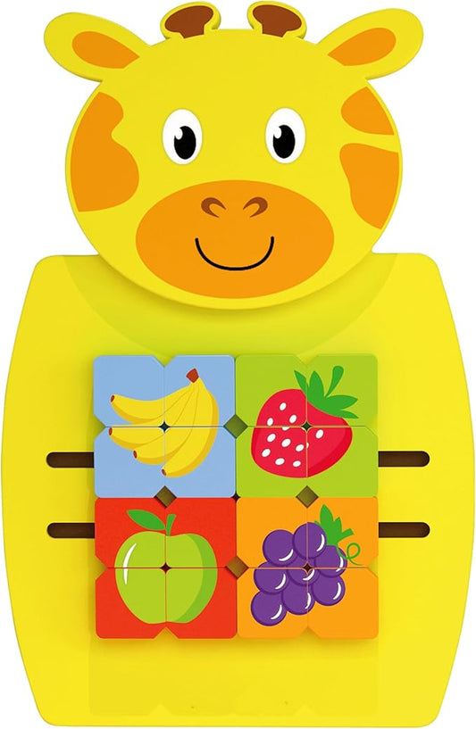 SPARK & WOW Giraffe Activity Wall Panel - Ages 18m+ - Montessori Sensory Wall Toy - Puzzle Activity - Busy Board - Toddler Room Décor