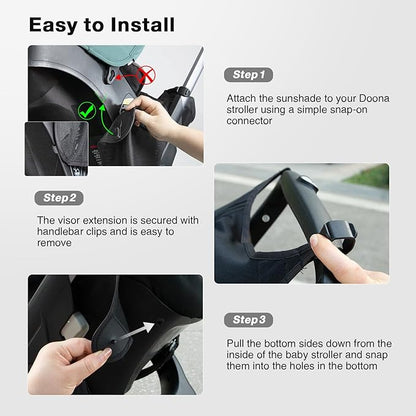 Stroller Sun Shade, Functional Sun Protection Extension Compatible with Doona car seat Stroller, 360 Sun Shade Baby Car seat UV Protection Sun Cover for Baby Pushchairs Strollers Accessories