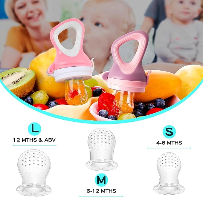 Baby Solids/Frozen Fruit Feeder Pacifier, Infant Teether Toy 4M+ 2-Pack (Candy