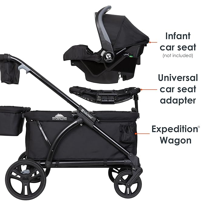 Baby Trend Expedition 2-in-1 Stroller Wagon PLUS, Ultra Black
