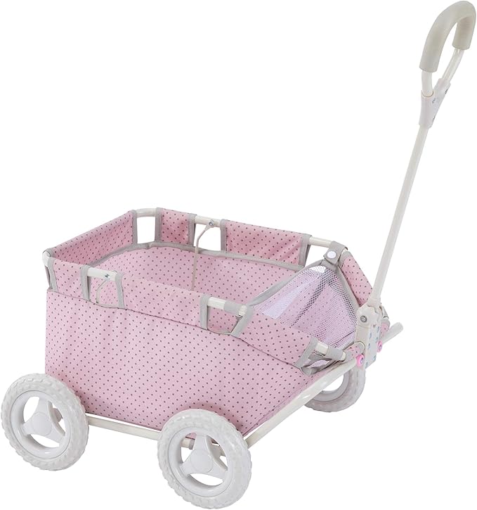 Olivia's Little World - Polka Dots Folding Princess Baby Doll Wagon, Toy Storage Wagon