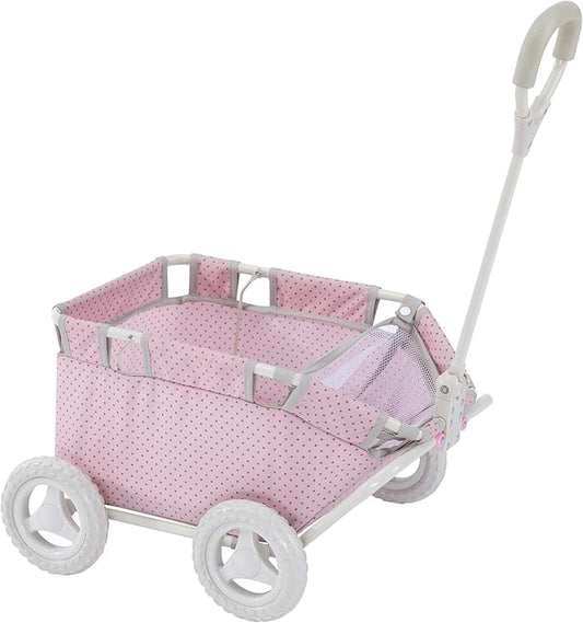 Olivia's Little World - Polka Dots Folding Princess Baby Doll Wagon, Toy Storage Wagon