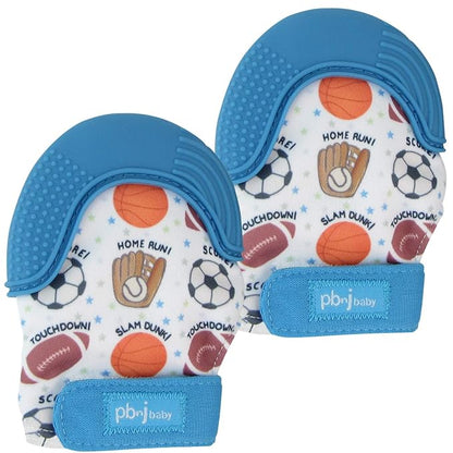 Silicone Infant Teething Mitten Teether Glove Mitt Toy - Sports 2pk