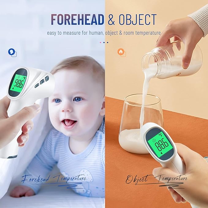 Touchless Thermometer for Adults, Digital Infrared Thermometer Gun with Fever Alarm 2 in 1 Mode,