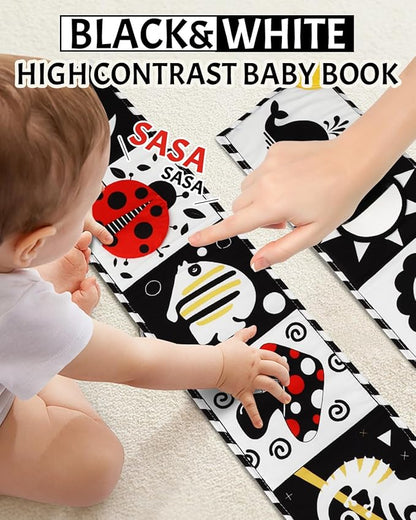 Newborn Toys, High Contrast Baby Books with Teether 0-6-12 Months