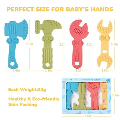 TYRY.HU Baby Teething Toys for Babies 0-6 Months 6-12 Months, BPA Free Silicone Baby Molar Teether Chew Toys 4 Packs