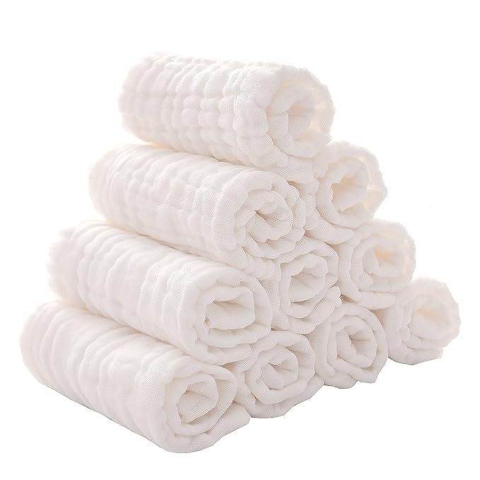 Baby Washcloths -6 Layer Soft Absorbent Face Towel - Natural Newborn Wipes for Delicate Skin