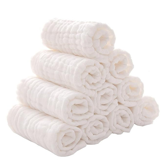 Baby Washcloths -6 Layer Soft Absorbent Face Towel - Natural Newborn Wipes for Delicate Skin