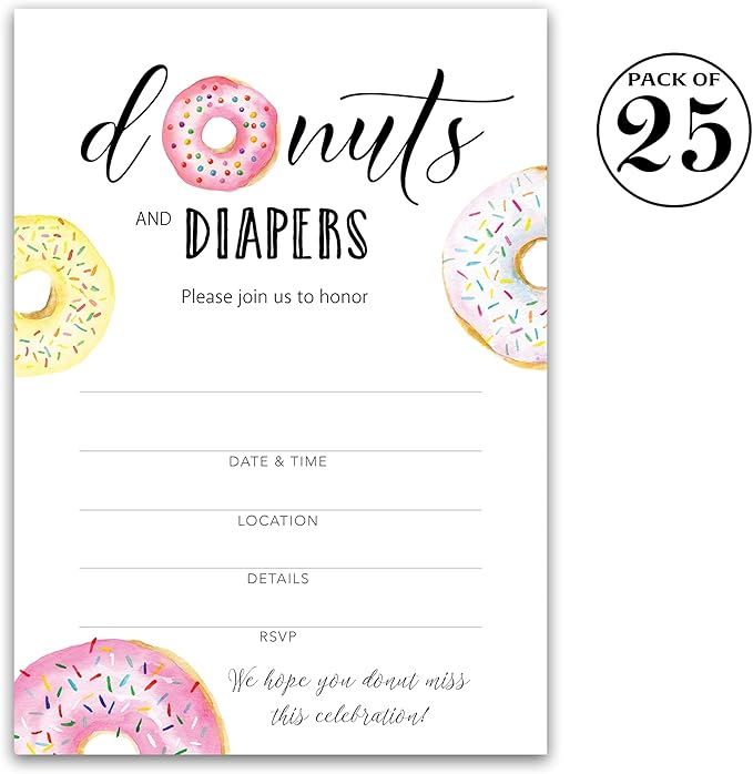 Donut and Diapers Sprinkle Invitation ??Pack of 25 I850-INV4