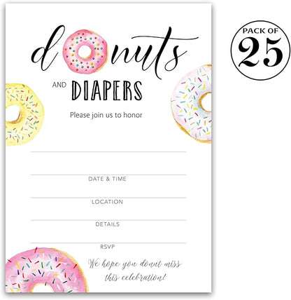 Donut and Diapers Sprinkle Invitation ??Pack of 25 I850-INV4