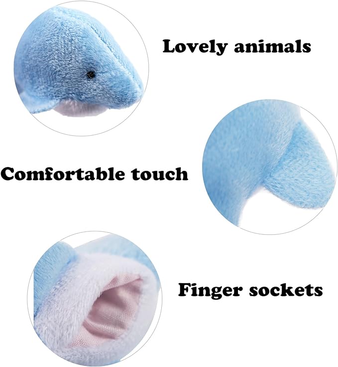 20pcs Different Cartoon Animal Finger Puppets Soft Velvet Dolls Props