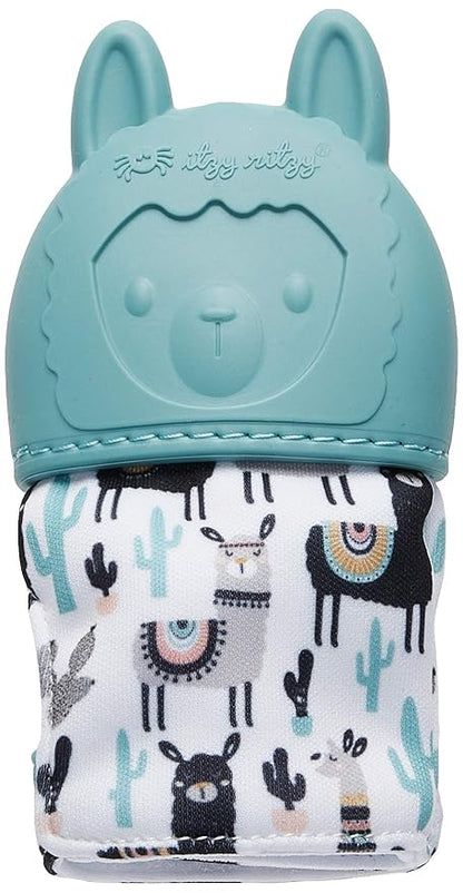Itzy Ritzy Silicone Teething Mitt - Soothing Infant Teething Mitten with Adjustable Strap, Crinkle Sound & Textured Silicone to Soothe Sore & Swollen Gums 3 Mos