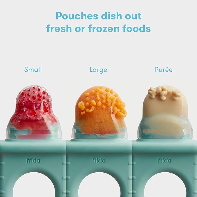 Frida Baby Push Pop Feeder, Baby Fruit Feeder + 4-in-1 Teether Teething Toy 100% Food-Grade Silicone Food Pacifier and Teether Toy for Baby 0-6 12, 18