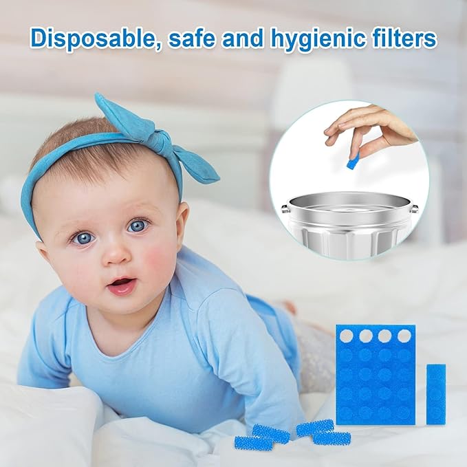 Baby Nasal Aspirator with 24 Filters, Mouth Suction Nasal Congestion Relief for Toddlers 2 Silicone