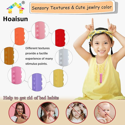 Chew Necklace for Sensory Kids Girls, 8 Pack Sensory Chew Necklaces for Autistic Children with ADHD