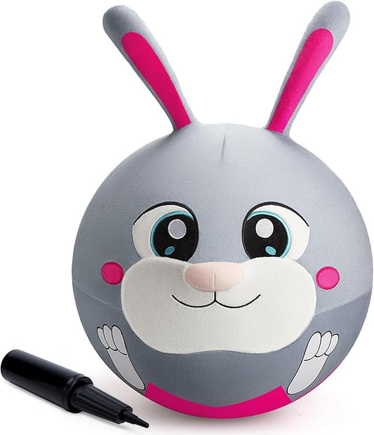Hopper Ball - Inflatable Bunny Jumping Ball- Rabbit Plush Hippity Hop Toys for Kids, 18 Inch Bouncy Ball with Handle for Boys Girls Aged 3-8