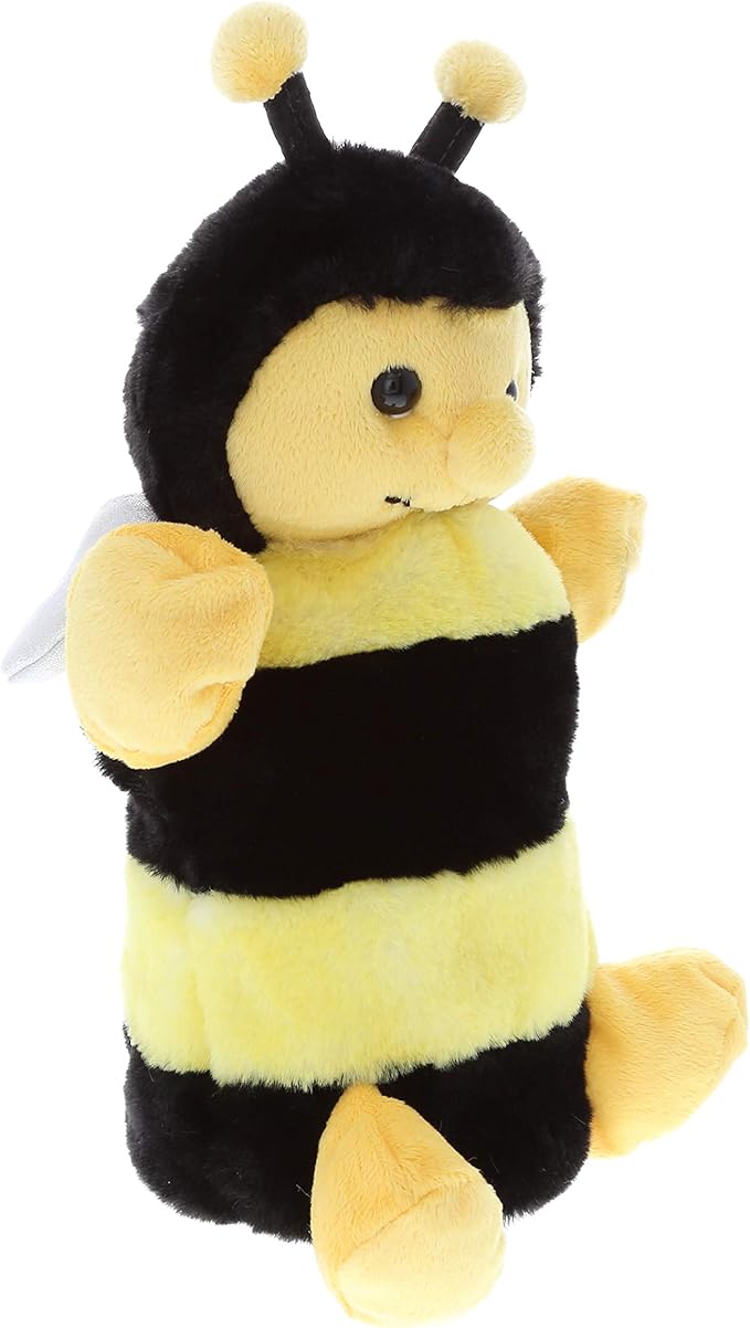 DolliBu Honeybee Plush Hand Puppet - Soft Bee Puppet Stuffed Animal Hand Puppet Toy, Perfect for Puppet Show Games 10 Inch