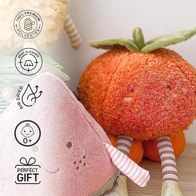 MON AMI Premium Clementine Soft Stuffed Plush Toy – 10”, Whimsical & Adorable Face - Handcrafted Squishable Fruit Doll