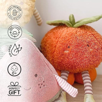 MON AMI Premium Clementine Soft Stuffed Plush Toy – 10”, Whimsical & Adorable Face - Handcrafted Squishable Fruit Doll