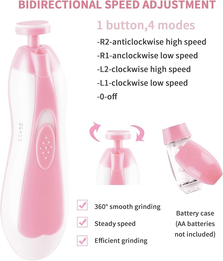 Baby Nail Trimmer Electric,Nail Clippers File for Baby No Sharp Claws Hurt, 6 in 1 with Light Safety Cutter for Newborn Infant Toddler Kids Toes and Fingernails Care