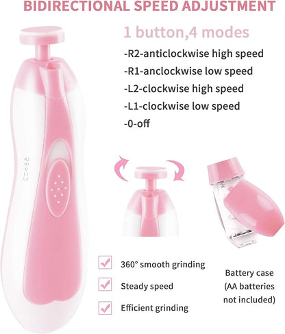 Baby Nail Trimmer Electric,Nail Clippers File for Baby No Sharp Claws Hurt, 6 in 1 with Light Safety Cutter for Newborn Infant Toddler Kids Toes and Fingernails Care