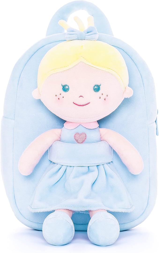 Onetoo Toddler Backpack Kids Backpacks with Soft Tanned Baby Dolls 9.5"