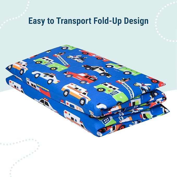 Wildkin Kids Nap Mat Cover for Boys & Girls, Sewn-in Flap Design Rest Mat Cover, Perfect for Preschool and Daycare, Fits Our Vinyl Nap Mat up to 1.5 Inches Including Basic Sleep Mat (Heroes)
