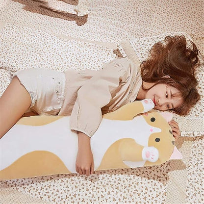 shangman Lovely Plush Cat Doll Cute Cartoon Soft Stuffed Kitten Long Throw Sleeping Pillow , Toy Gift for Kids Girlfriend Multiple Size (Brown 90cm/35.4in)