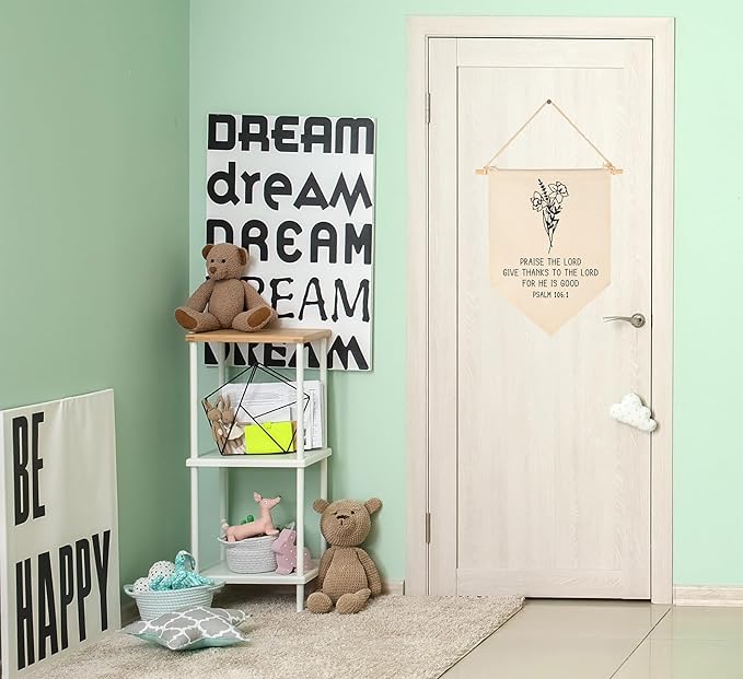 Praise the Lord-Botanical Bible Verse Hanging Flag Decor-Living Room Bedroom