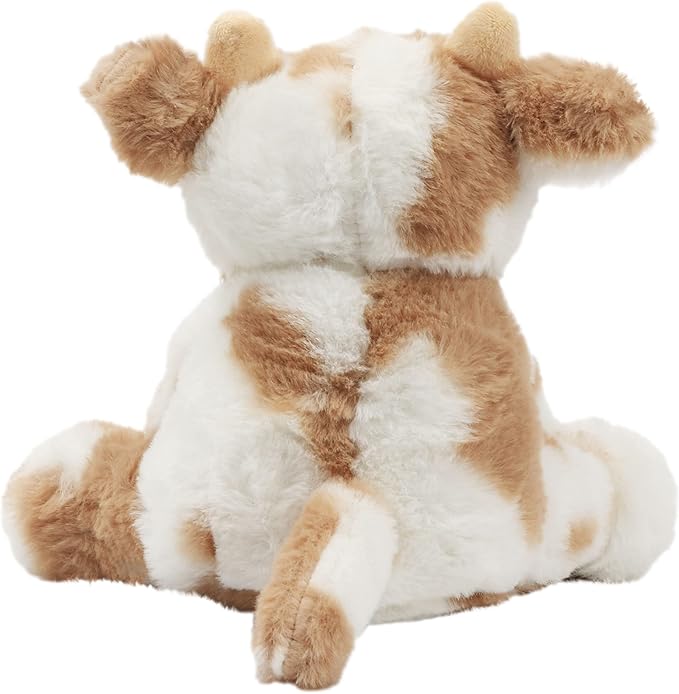 Hopearl Adorable Plush Cow Toy Floppy Dairy Cattle Soft Stuffed Animal Cute Birthday for Boys Girls Kids Toddlers, Light Brown 9''