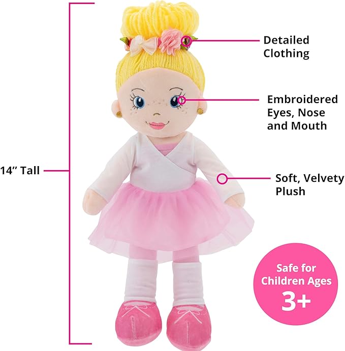 Playtime by Eimmie 14" Soft Baby Doll - Plush Rag Dolls for 2 Year Old Girls, Toddler & Infants