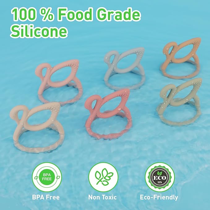Baby Teething Toy, BPA Free Silicone Swan Shape Teether for Babies 6 Month+ 1 (Light