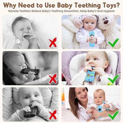 Teething Baby Toys 0-6 Months, Soft Silicone Remote Control Teethers Toys for Babies 6 to 12 Months
