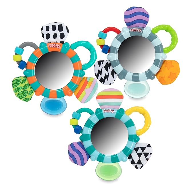 Nuby Look-at-Me Mirror Teether Toy, Colors May Vary