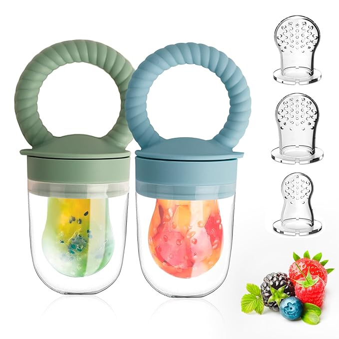 Baby Solids/Frozen Fruit Feeder Pacifier, Infant Teether Toy 4M+ 2-Pack (Ring