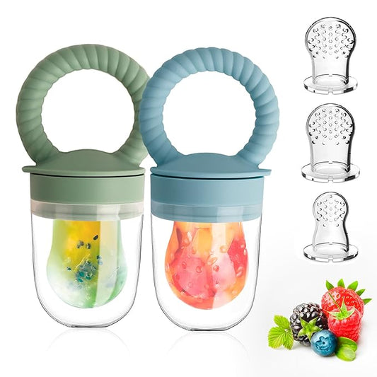 Baby Solids/Frozen Fruit Feeder Pacifier, Infant Teether Toy 4M+ 2-Pack (Ring