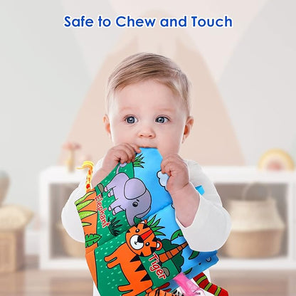 Baby Cloth Books 2PCS High Contrast Sensory Crinkle Book for Babies Tummy Time Early Learning Infant Toys for 0-18 Months