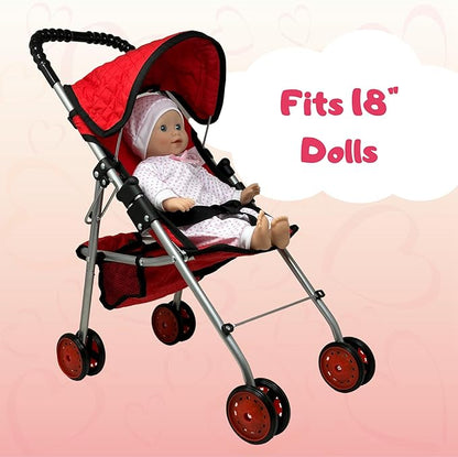 My First Baby Doll Stroller for Toddlers 3 Year Old Girls, Little Kids | Folding Baby Stroller for Dolls