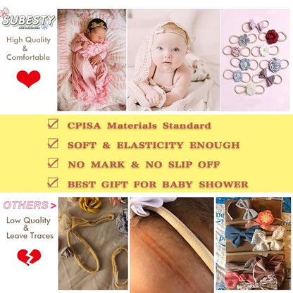 Baby Girls Nylon Elastic Headband Soft Flower Hair Band For 10