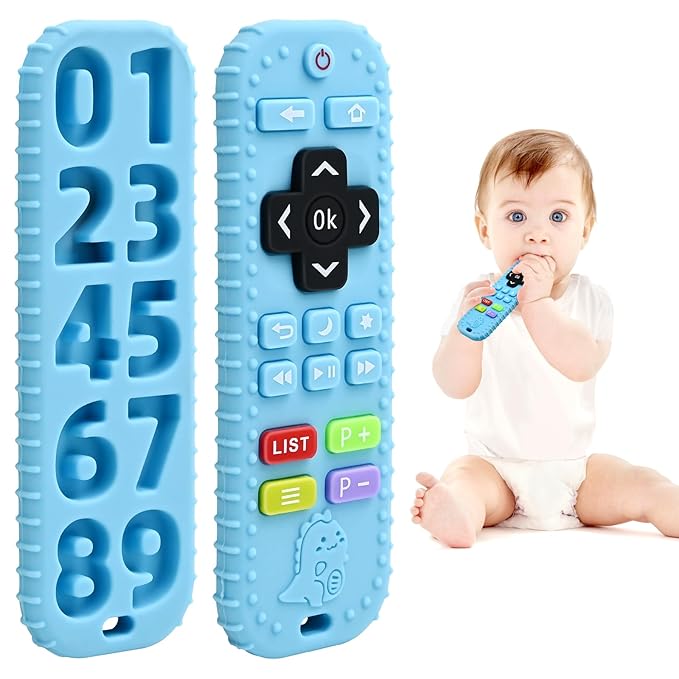 Teething Baby Toys 0-6 Months, Soft Silicone Remote Control Teethers Toys for Babies 6 to 12 Months