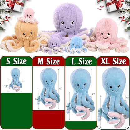DENTRUN Octopus Stuffed Animals, Giant Octopus Plush Doll Play Toys for Kids Girls Boys Adults Birthday Xmas Halloween Present Stuffed Sea Animals Plushie 7/16/24/32 Inches, 5 Colors