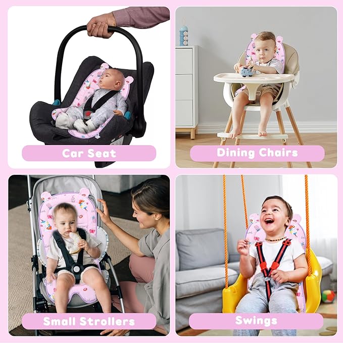 Miracle Baby Car Seat Insert Universal Breathable Baby Stroller Cushion Reversible 3D Air Mesh Cotton Stroller Mat for CarSeat, Buggy, Carrycot, High Chair (Rainbow)
