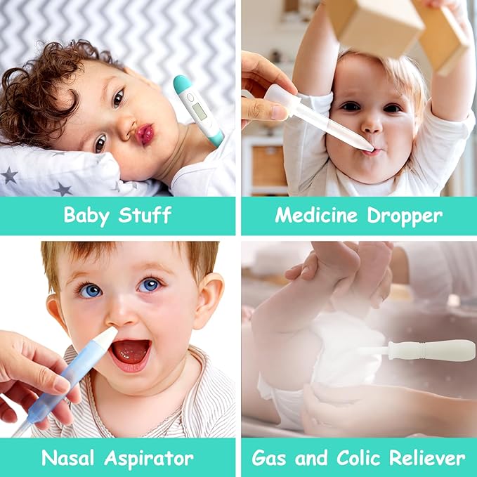 Baby Healthcare and Grooming Kit, 28 in 1 Portable Baby Essentials Kit Electric Nail Trimmer Set with Gas Relief Hair Brush Comb Nasal Aspirator for Newborn Boys Girls (Green)