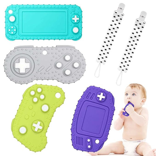 Chuya Baby Teether Toys,Remote Teething Toys Chew Toy for Babies 3-12 Months(4 Pack)